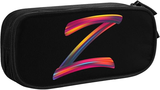 Pazacon Cute Initial Pencil Case for Kids Students, Large Capacity Pencil Pouch for Boys Girls, Letter Design Pencil Box Pen Bag Office Stationery Organizer, Rainbow Letter Z