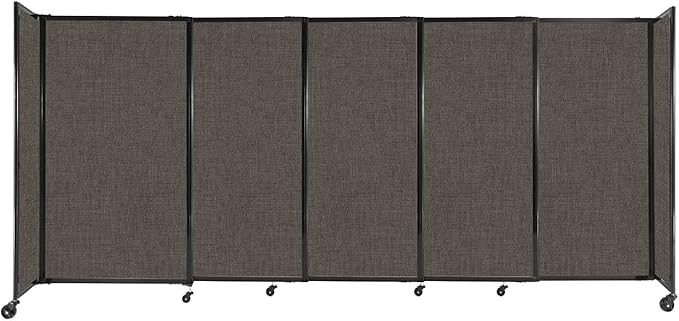 Versare Straightwall Sliding Portable Wall Partition | Freestanding Office Dividers | Locking Wheels | Temporary Room Separator | 11'3" Wide x 5' Tall Mocha Fabric Panels