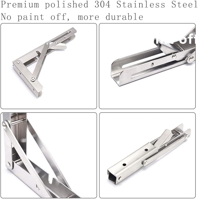 Folding Shelf Brackets, Max Load 300 lb, Heavy Duty Stainless Steel Collapsible Wall Mounted Shelf Brackets for Table, Space Saving DIY Bracket, Pack of 2 (2, 22 Inch)