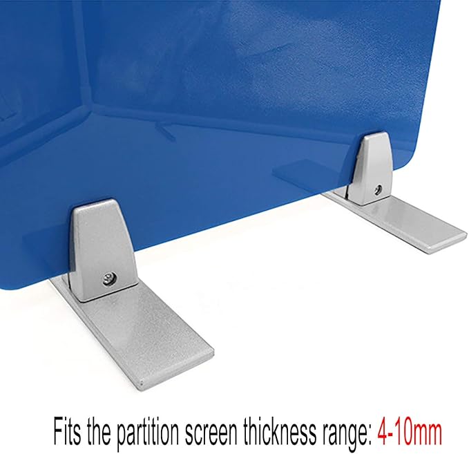 4 Pack T Shaped Office Desk Partition Clamp, Aluminum Sneeze Guard Bracket Support, Silver