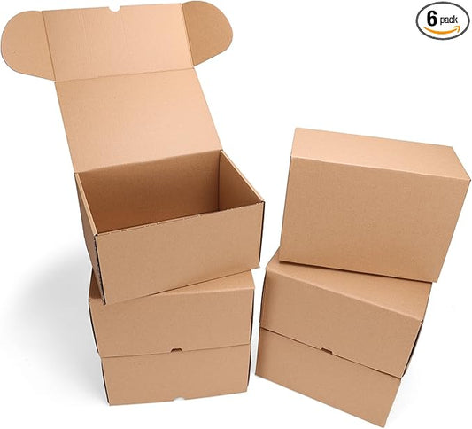 PHAREGE 10x7x5 inch Shipping Boxes 6 Pack Brown, Tab Lock Tuck Top Mailer Boxes for Packaging Small Business, Medium Cardboard Gift Boxes for Wrapping Mailing Present