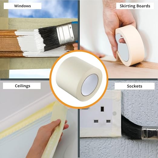 GTSE Wide Masking Tape, 4 inches x 55 Yards (164 ft), Multi-Surface Adhesive Painting Tape, 24 Rolls