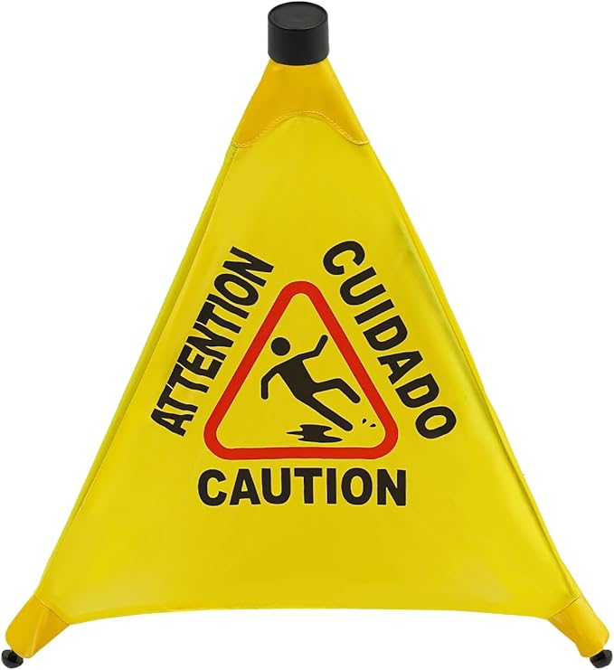 20 inch Wet Floor Sign 8 Pcs, Pop up Foldable Wet Safety Signs with Storage Tube Commercial Caution Safety Cone Pop up Caution Sign, for Stores Grocery Restaurant Restroom Office Hotel (8)