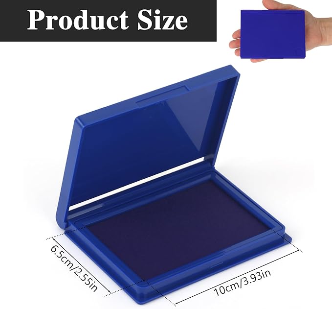 Blue Stamp Pad, 4 x 2.5 Inch Premium Quality Ink Pad for Stamps, All-Purpose Felt Pad for Office and Crafting, Works with Rubber and Clear Stamps