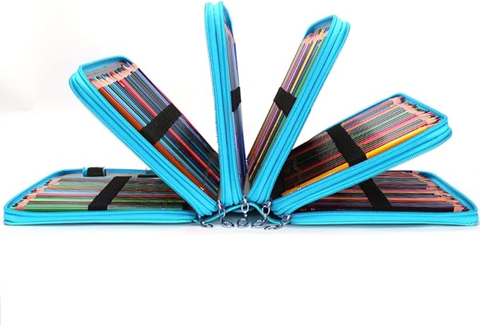 Vomgomfom Colored Pencil Case - 252 Slot Deluxe PU Leather Large Capacity Pencil Organizer with Zipper Closure for Watercolor Pens, Markers (Green)