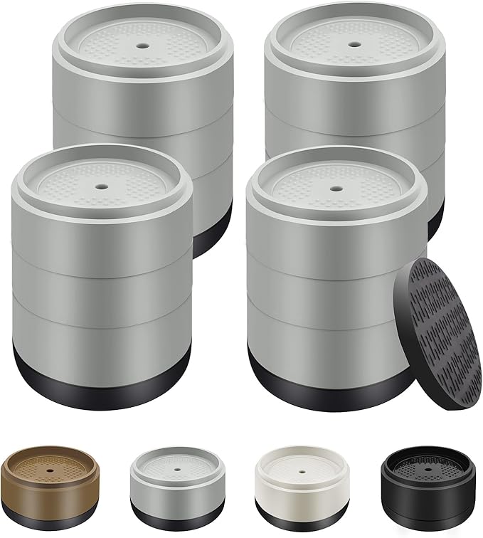 Furniture Risers Bed Risers Heavy Duty 1 inch, 2 inch, 3 inch, 4 inch Round Adjustable Bed Lifts Riser for Desk Legs Table Couch Sofa Chair Refrigerator Washing Machine (1+1+1 Inch, Gray, 4 Pack )