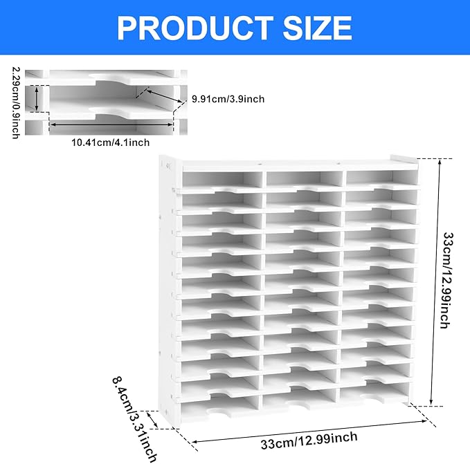 Abizarch 36 Slots Ink Pad Printing Storage Box, Large Capacity Ink Pad Holder for Stamp Up or Ranger Ink Pads Painting Tray Rack for Crafts Supply