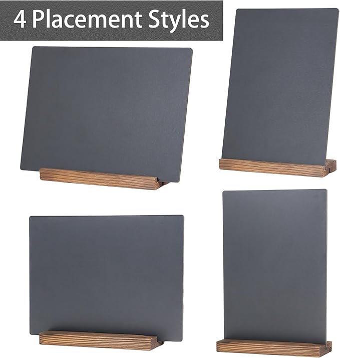 JDEA Desk Chalkboard Wood Sign Double-Sided Chalkboard with Wooden Base Decorative Chalkboards Message Blackboard (1 Pack 8.7x12)