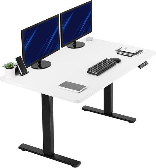VIVO Electric 43 x 24 in Standing Desk, Memory Height Adjustment, 1B Series, Holds 220 lbs, One-Piece White Top, Black Frame, DESK-KIT-1B4W