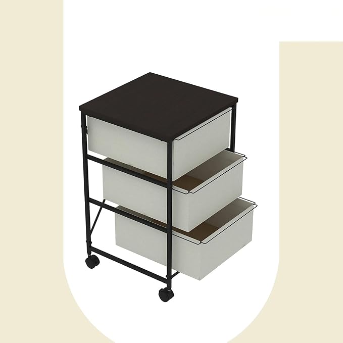 CASUNER Small Cabinet with Drawers Rolling 3 Drawer Mobile File Cabinet for Home Office Storage and Organization, Fabric Vertical Under Desk Storage for A4/Letter Files(