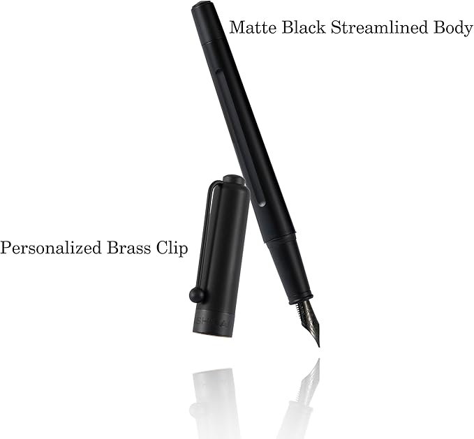 HUASHILAI Luxury Matte Black Forest Fountain Pen Set,Titanium Black Extra Fine and Medium Nibs,Includes 2 Ink Converters,10 Ink Cartridges,15ml ink，Premium Gift Case for Calligraphy (Extra Fine Nib)