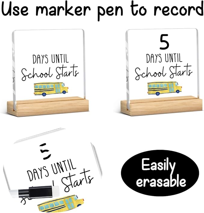 Funny Back to School Countdown Acrylic Sign, Funny Days Until Schools Starts Countdown Decor for Classroom, Best Back to School Gifts for Teacher Students A 09