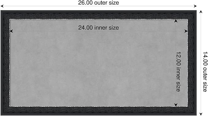 Amanti Art Black Framed Magnetic Board 14x26 Small Vision Board for use with Magnets, 100% Metal Sheet to Display Items as Office Decor or for Home Organization in mudroom, Kitchen or Kids Room