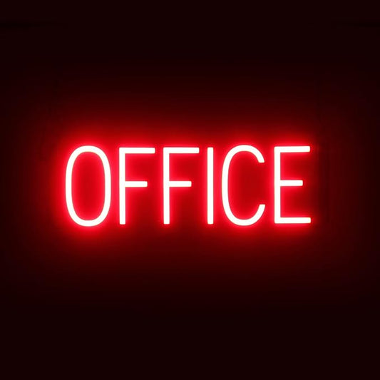 SpellBrite OFFICE Sign | Directional Sign with Neon Look, Red LED Light Source | 20.5" x 6.3"