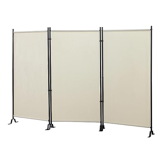 Proman Products - Galaxy Section Divider, Water Repellent Fabric Room Divider with Black Powder Coated Metal Frame for Indoors or Outdoors (Beige)