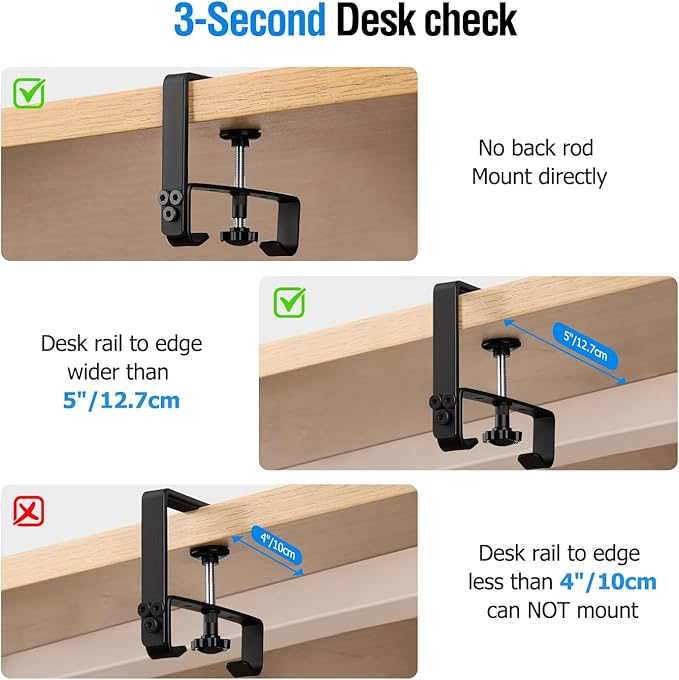 Under Desk Cable Management Tray, 36-Inch Heavy Duty No-Drill Clamp & Screw Mount Cord Organizer, Holds Power Strip & Large Adapters for Home Office, Gaming Desk, Study Room