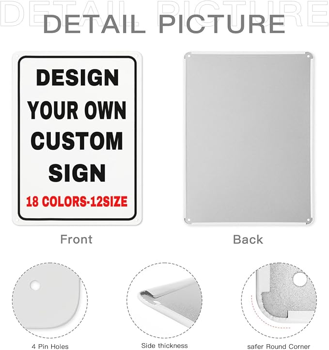 Custom Outdoor Metal Personalized Sign With Your Photo, Text, Logo - Decorative Wall Sign for Business, Workplace, Office, Home