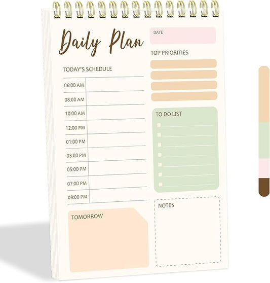 Tlenpo To Do List Notepad, 60 Sheets Daily Planner Notebook Organizer, Portable Spiral Notepad Perfect for Daily Tasks and Goal Setting, Office Products and School Supplies, 5 x 7 Inch
