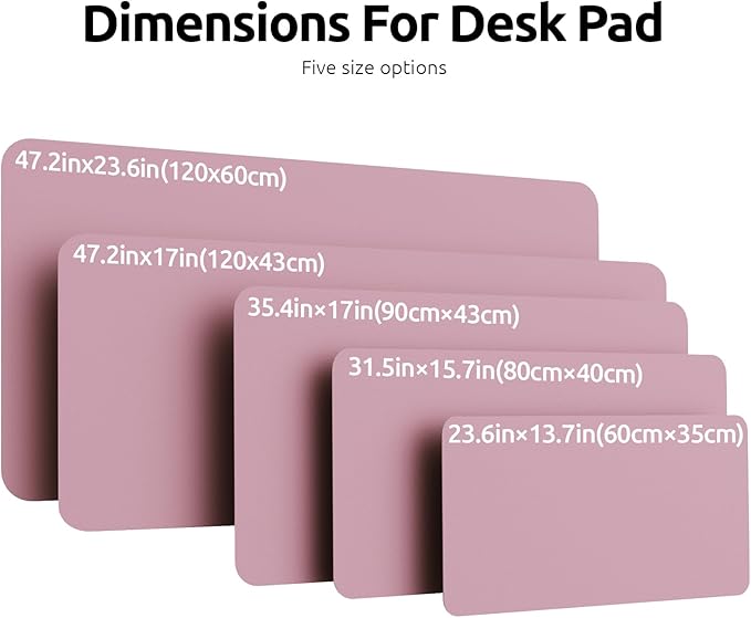 YSAGi Leather Desk Protector, Office Mat, Large Mouse Mat, Non-Slip PU Leather Blotter, Laptop Pad, Waterproof Writing Pad for Office and Home (Pale Mauve, 47" x 17")