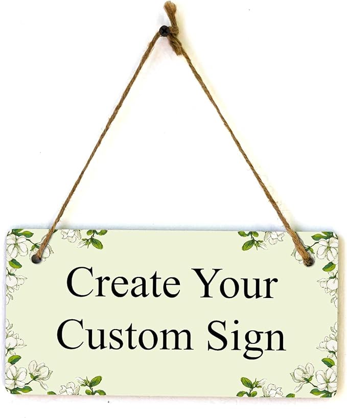 Signs ByLITA Magnolia White Personalized Hanging Wall or Door Sign (5 x 10") | Custom Signage for Your Home & Business