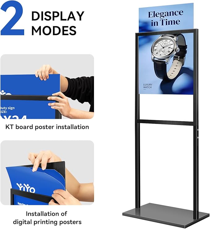 YIYO Sign holder floor stand, sign holder stand heavy Duty Pedestal poster stand for display,18×24 inch slide-in double sided poster sign holder floor standing Display Advertising (18×24)