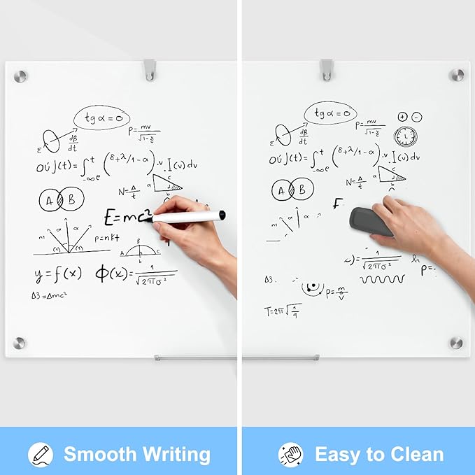 36 x 24 Inches Glass Whiteboard, Magnetic Glass Dry Erase Board for Wall, 3' x 2' Brilliance White Board for Office, Home, School