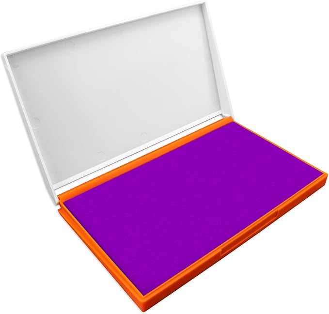 Plastic Case Stamp Pad Large Size, Purple Color - Size: 4" x 7" - Choose from 15 Ink Colors