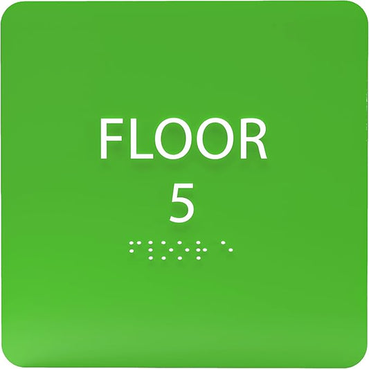 ADA CENTRAL SIGNS - 6" X6" Floor 5 Sign - ADA Compliant Tactile Graphics Grade 2 Braille Text Acrylic Wall Signs - Directional Assistance, Floor Number Safety Sign for Office, school Hospital, Apartment