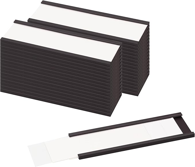 LLPT Magnetic Label Holder 3" x 1" 26 Packs C Channel 300g White Paper Cards Protective Film Strong Removable for Shelf White Board Toolbox Metal Wall Cabinet Drawer(MH31026)
