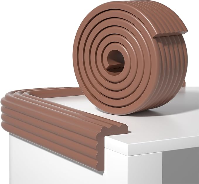 Edge Protector,Baby Proofing Baby Edge Protector Strip Safety,Soft Rubber Foam Padding,Edge Corner Guards Protector Corner Edge Bumpers for Furniture (Coffee Brown, 6.56Ft x 3.15" W x 0.31" Th)