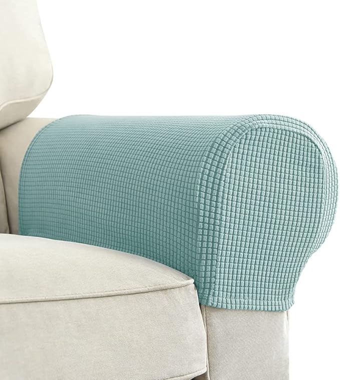 Chaexii Premium Polyester Sofa Arm Cover, Scratch Resistant Protector Covers, Washable, Elastic Armrest Covers for Square/Curved/Sloping Couch Armrests, 2Pcs (Mint Green)