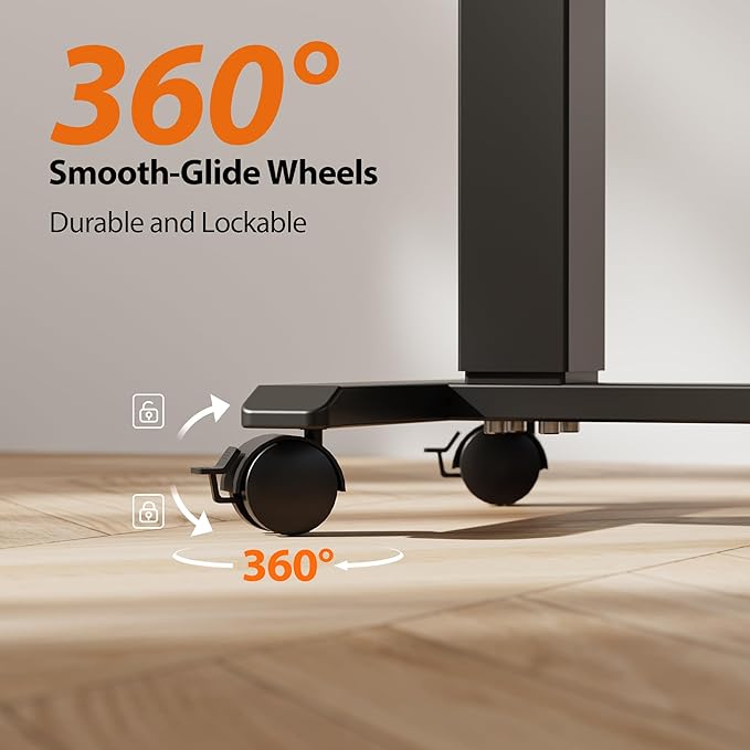 Agilestic Portable Standing Desk Height Adjustable, Mobile Table with Wheels, Small Size Sit Stand Table for Laptops, Rolling Desk for Home, 26" x 15.7"Computer Workstation, Rustic Brown