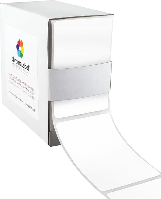 ChromaLabel 2 x 3 inch Permanent Color Code Rectangle Labels, 250 Labels per Dispenser Box, White