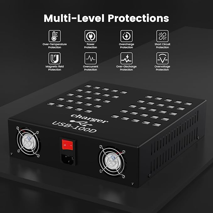 USB Charger, Cinlinso 100 Port 700Watt(140A) USB Charging Station for Multiple Devices, Multiport Desktop USB Fast Charger for Industry Hotel School Shopping malls