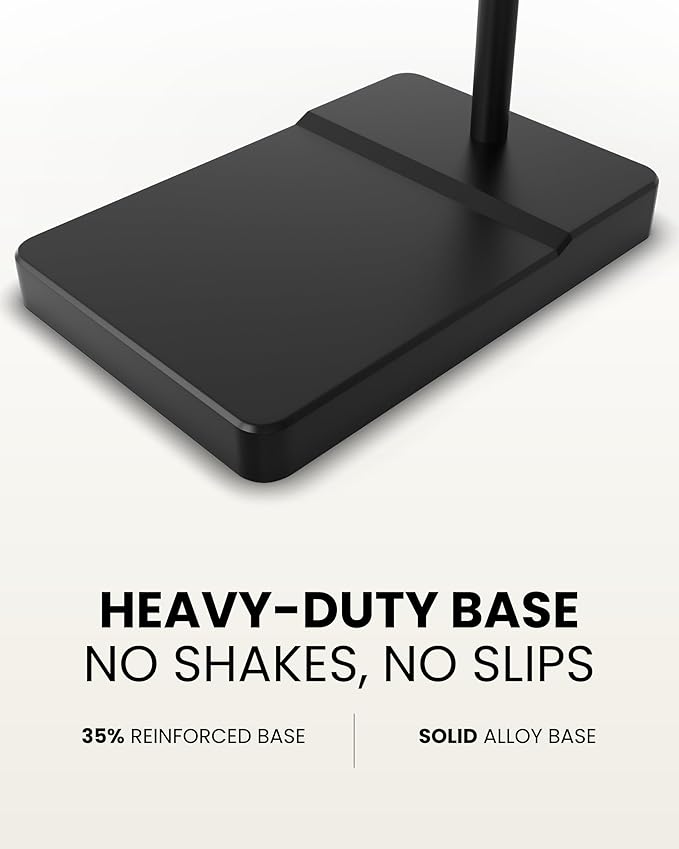 2-in-1 Tablet Floor Stand with tablet stand for desk – Stable 8lb Base with Stretchable Arm for Bed, Couch, or Desk Compatible with iPads, Galaxy Tabs, Surface Pro, Phones & E-Readers (4.7"–12.9")