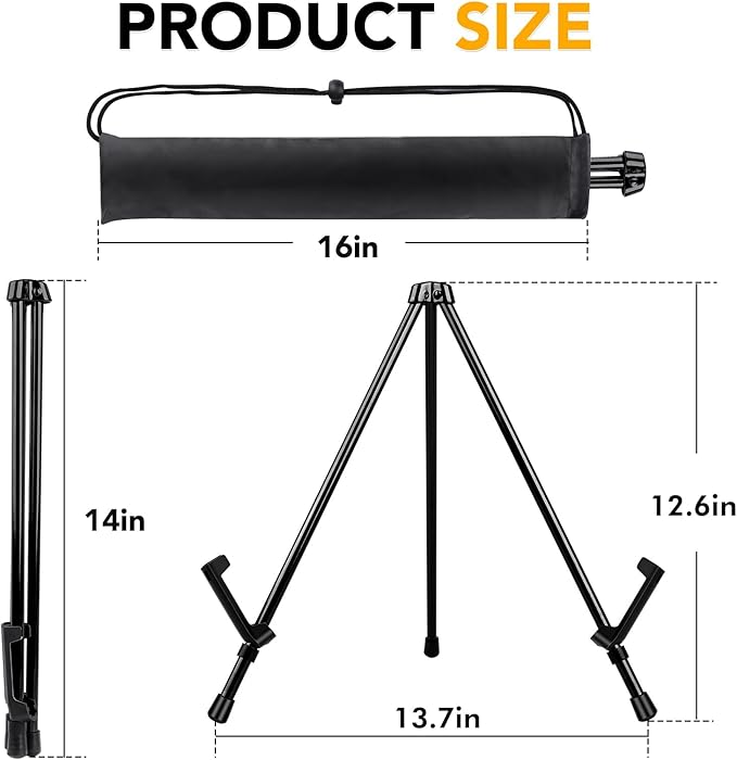 AROIC 6 Pack 14'' Tabletop Easels, Black Steel Table Top Easels for Display, Adjustable Portable Table Top Easel for Paintings, Signs, Posters,Frame Pictures(with 6 Bags)