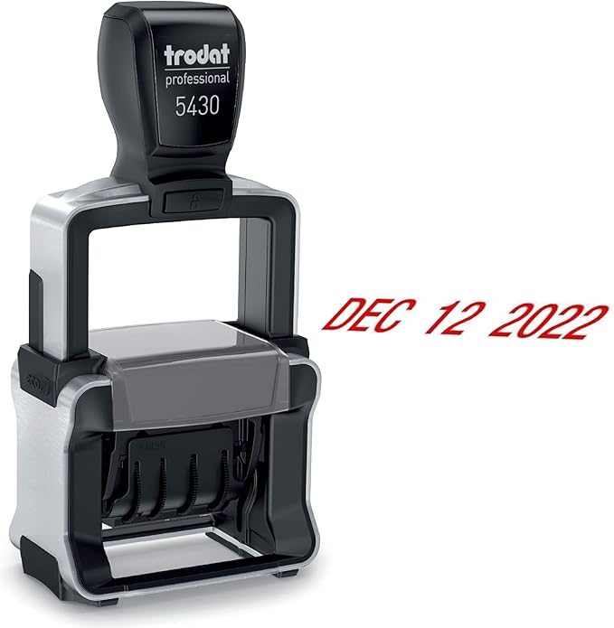 Trodat 5430 Professional Self-Inking Date Stamp - Red Ink