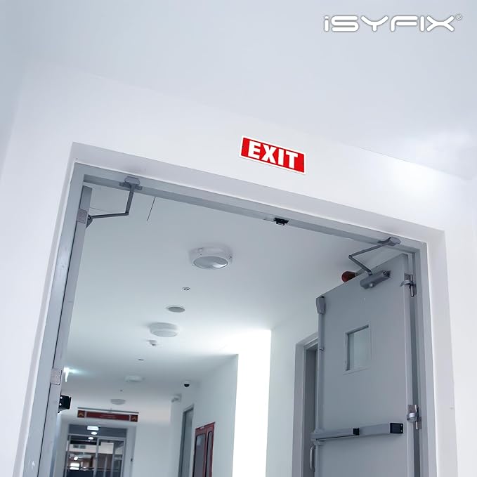 iSYFIX Exit Sign – 6 Pack 12x4 Inch – 40 mil Thick Polystyrene Plastic Sign, Laminated UV, Scratch & Fade Resistance, Waterproof, Indoor & Outdoor, Exit Signs for Exterior.