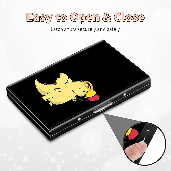 BWEGRHE Slim Credit Card Holder, Dinosaur RFID Blocking Metal Wallet for Men & Women, Aluminum Minimalist Hard Case Pocket-Sized Business Cards Organizer (Fits Up to 10 Cards)