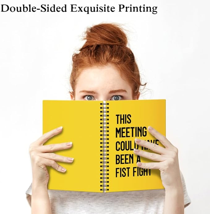 XQLZY This Meeting Could Have Been A Fist Fight Yellow Spiral Notebook, Funny Corporate Humor Notepad, Office Sarcastic Humor Gifts for Men Women Coworker BFF Friend, Coworker Christmas Gifts