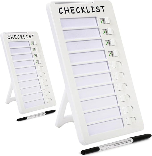 2pcs Dry Erase Chore Chart, Standable Whiteboard Checklist Board, Chore Chart for Kids Routine Chart with Two Markers (Standable)