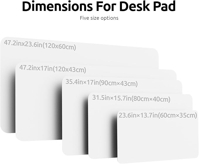 YSAGi Leather Desk Protector, Office Mat, Large Mouse Mat, Non-Slip PU Leather Blotter, Laptop Desk Pad, Waterproof Writing Pad for Office and Home (White, 47" x 17")