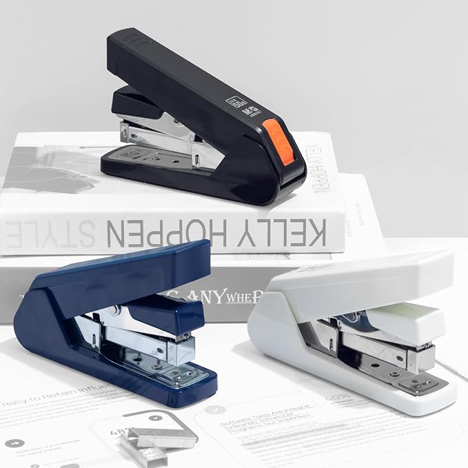 M&G Effortless Stapler 50 Sheet Capacity One-Touch Stapling, Heavy Duty Desktop Stapler Includes 1000 Staples and Remover, Portable Handheld Staplers for Home Office (Black)