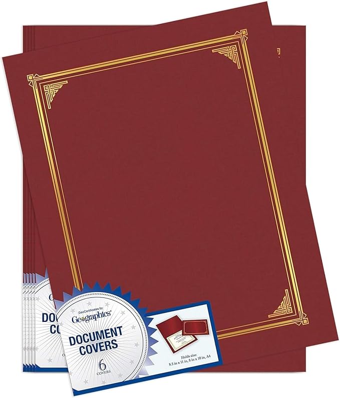 Geographics 45333 Certificate/Document Cover, 12 1/2 x 9 3/4, Burgundy (Pack of 6)