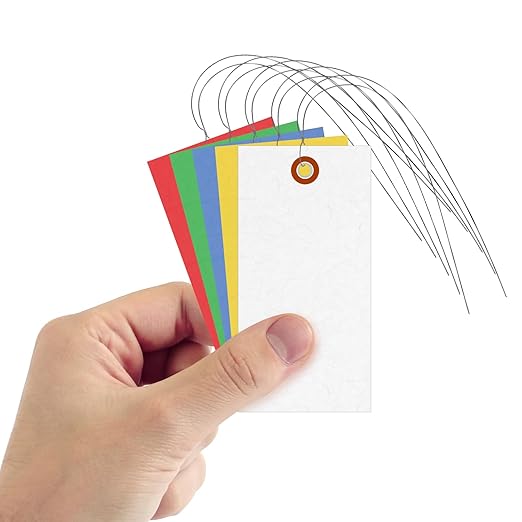 SmartSign (Pack of 1000) 4.75 x 2.375 inch Multi Colored Blank Tyvek Shipping Tags with Wires, Size #5, 8 mil Thick Tyvek