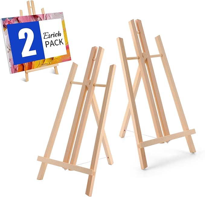 ESRICH 2Pack16in Tabletop Easel,Tabletop Easel for Painting Party, Wooden Tabletop Display Easels,Painting Easel for Displaying Canvases, Photos, Display Tripod Holder Stand for Students Kids