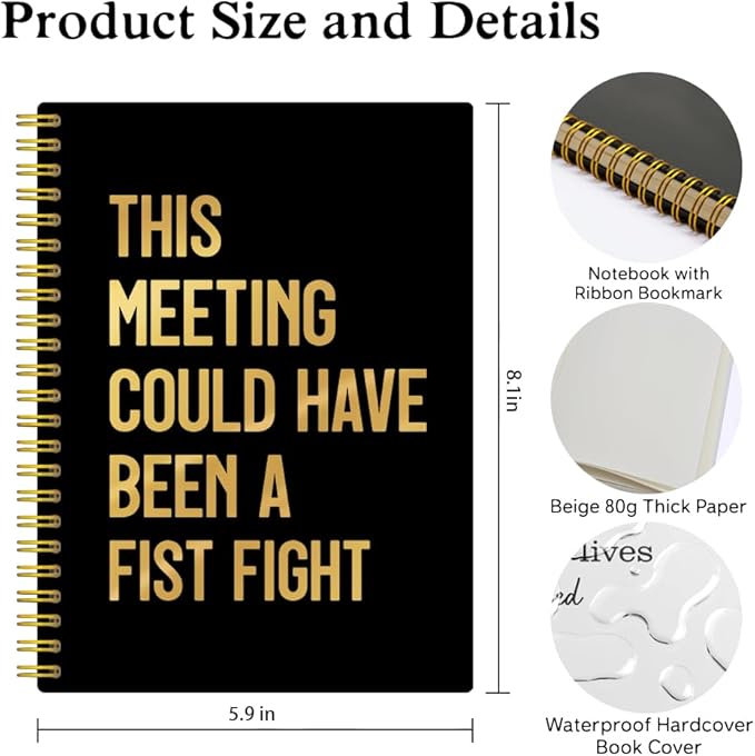XQLZY This Meeting Could Have Been A Fist Fight Spiral Notebook, Funny Corporate Humor Notepad, Office Sarcastic Humor Gifts for Men Women Coworker Work Bestie Friend, Coworker Christmas Gifts