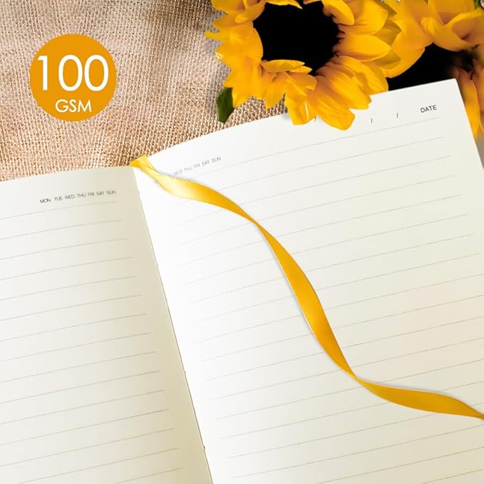 ipoul Sunflower Journal, Yellow Notebook, Softcover Notebook, College Ruled Notebook, Lined Journal, A5, 6"x8", PU Leather Soft Cover, Writing Journal, Sunflower Gifts for Women, Beautiful Journal