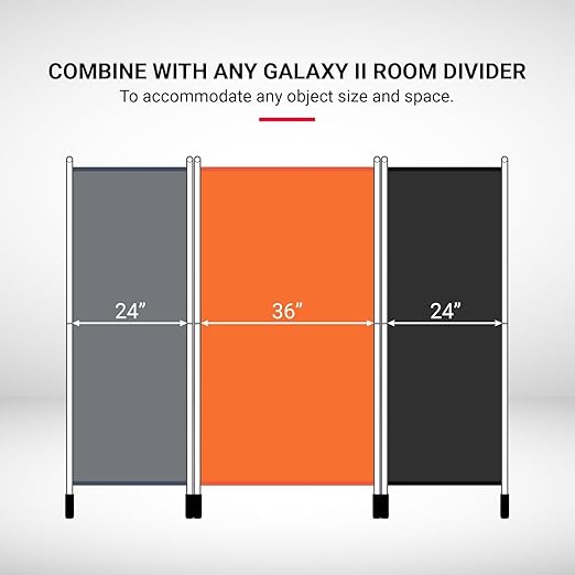 Proman Products - Galaxy 2 Panel Section Privacy Folding Screen Divider, Water Repellent Fabric Room Divider with Black Powder Coated Metal Frame for Indoors or Outdoors (Gray)