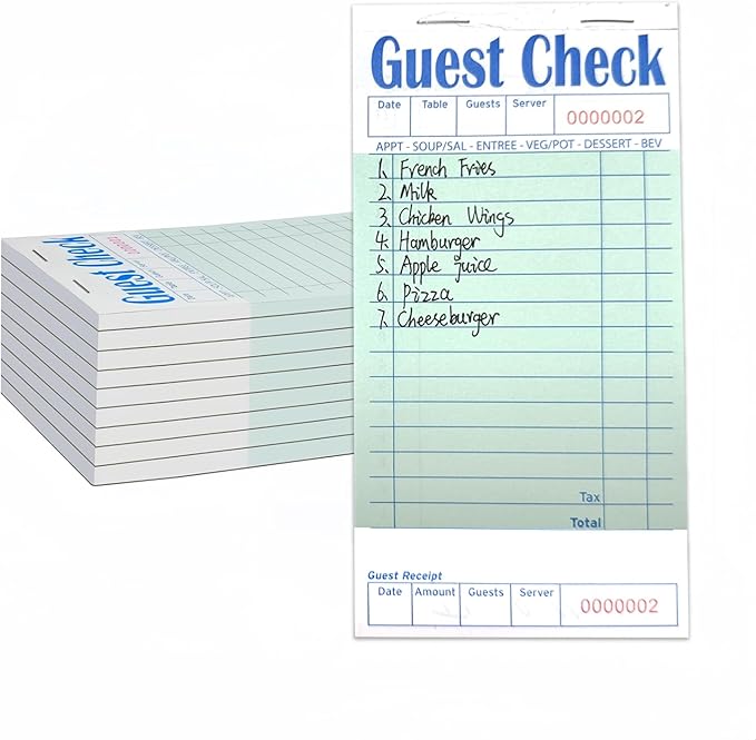 Guest Check Books 10 Pack, Guest Checks for Servers, Server Note Pads, Waitress Accessories Writing Pad, Thick Server Paper with Guest Receipts, Restaurant Supplies Order Pad Total 500 Sheets